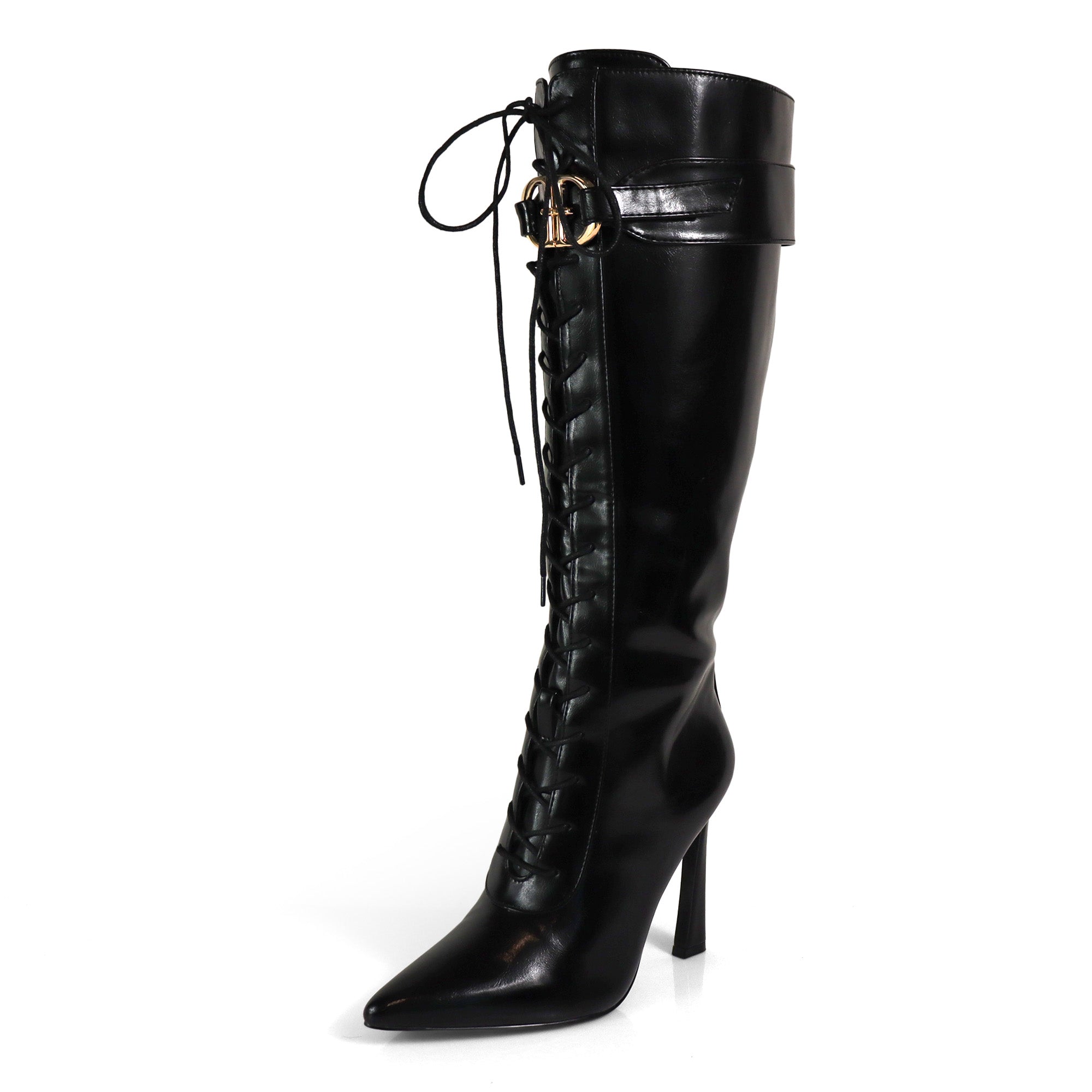 USHA-1 LACE UP BIKE W/ HEEL BLACK