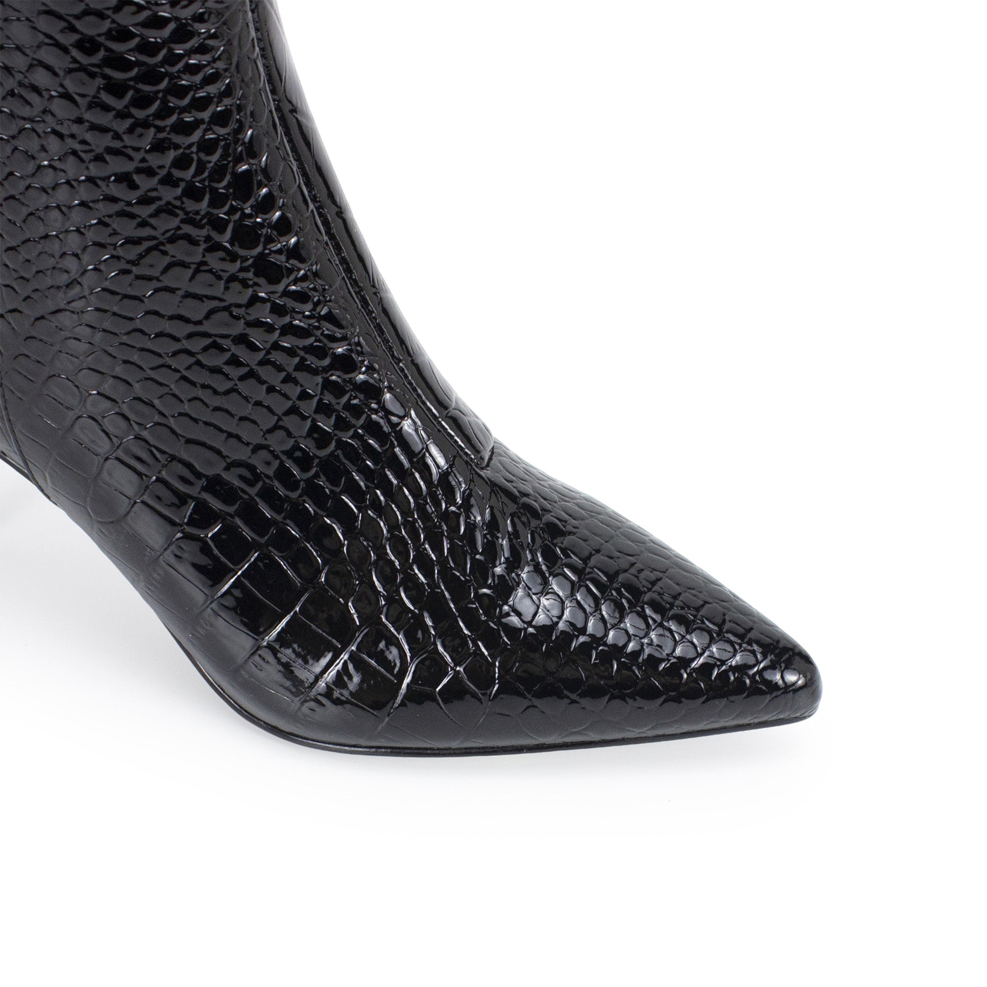 VANESSA-3 KNEE HEIGHT BOOTS BLACK CROC