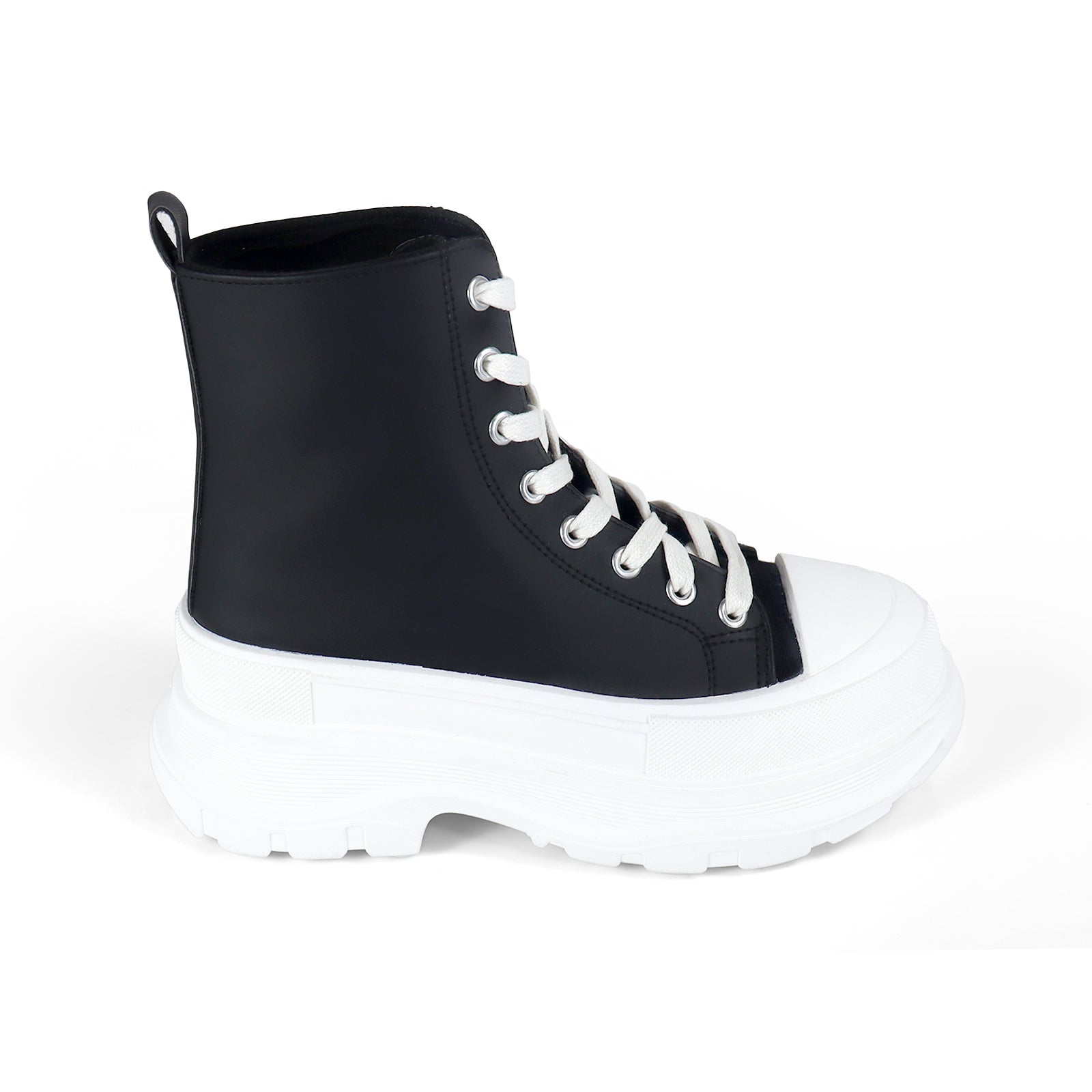 VIKTOR-1 HIGH TOP LACE UP SNEAKERS W/ THICK LUG SOLE BLACK