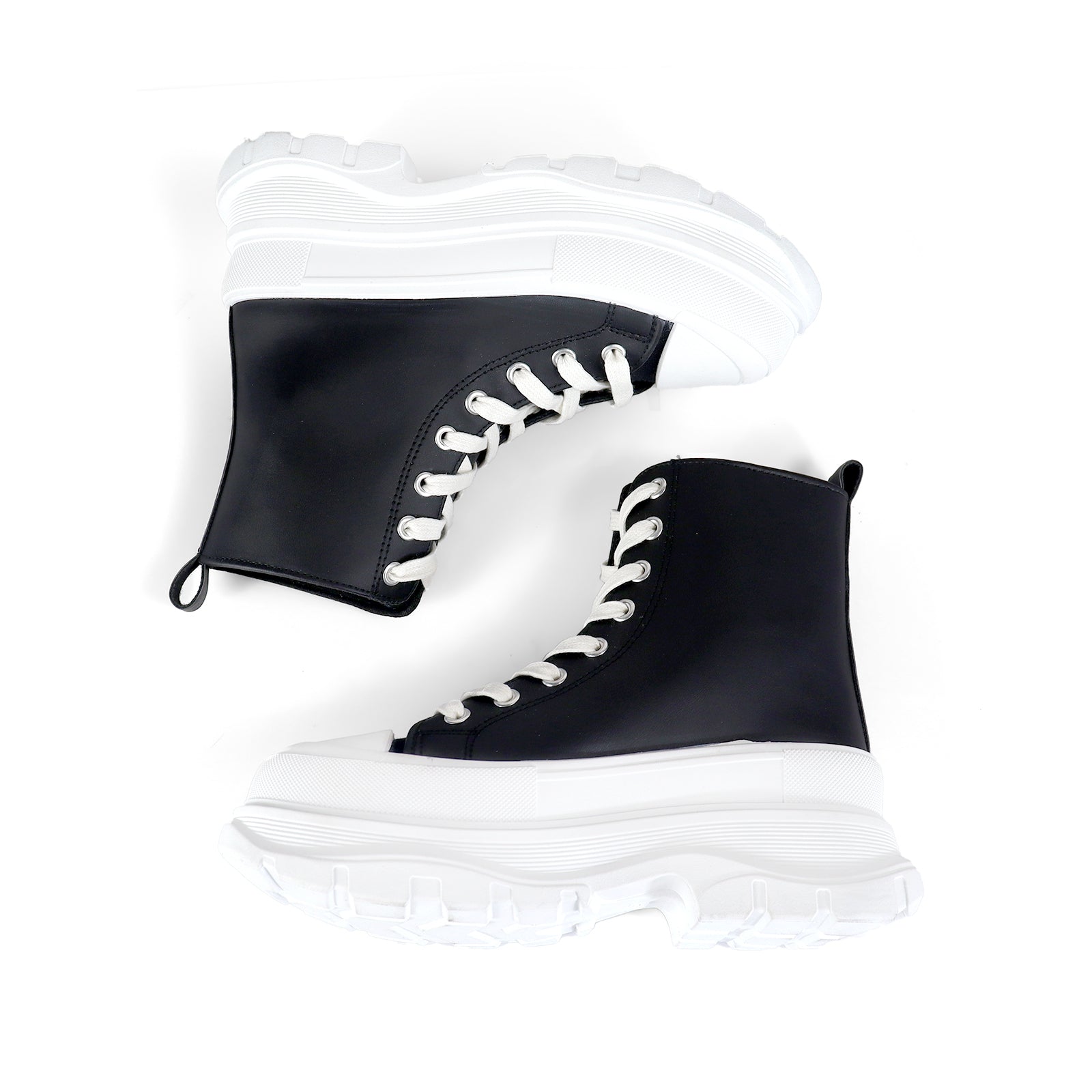 VIKTOR-1 HIGH TOP LACE UP SNEAKERS W/ THICK LUG SOLE BLACK