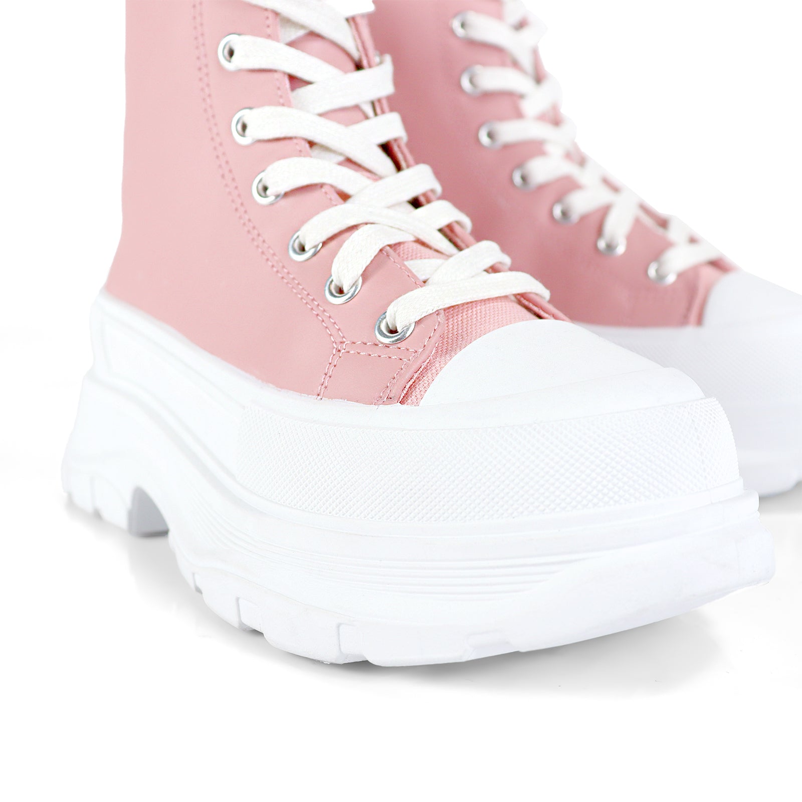 VIKTOR-1 HIGH TOP LACE UP SNEAKERS W/ THICK LUG SOLE BLUSH