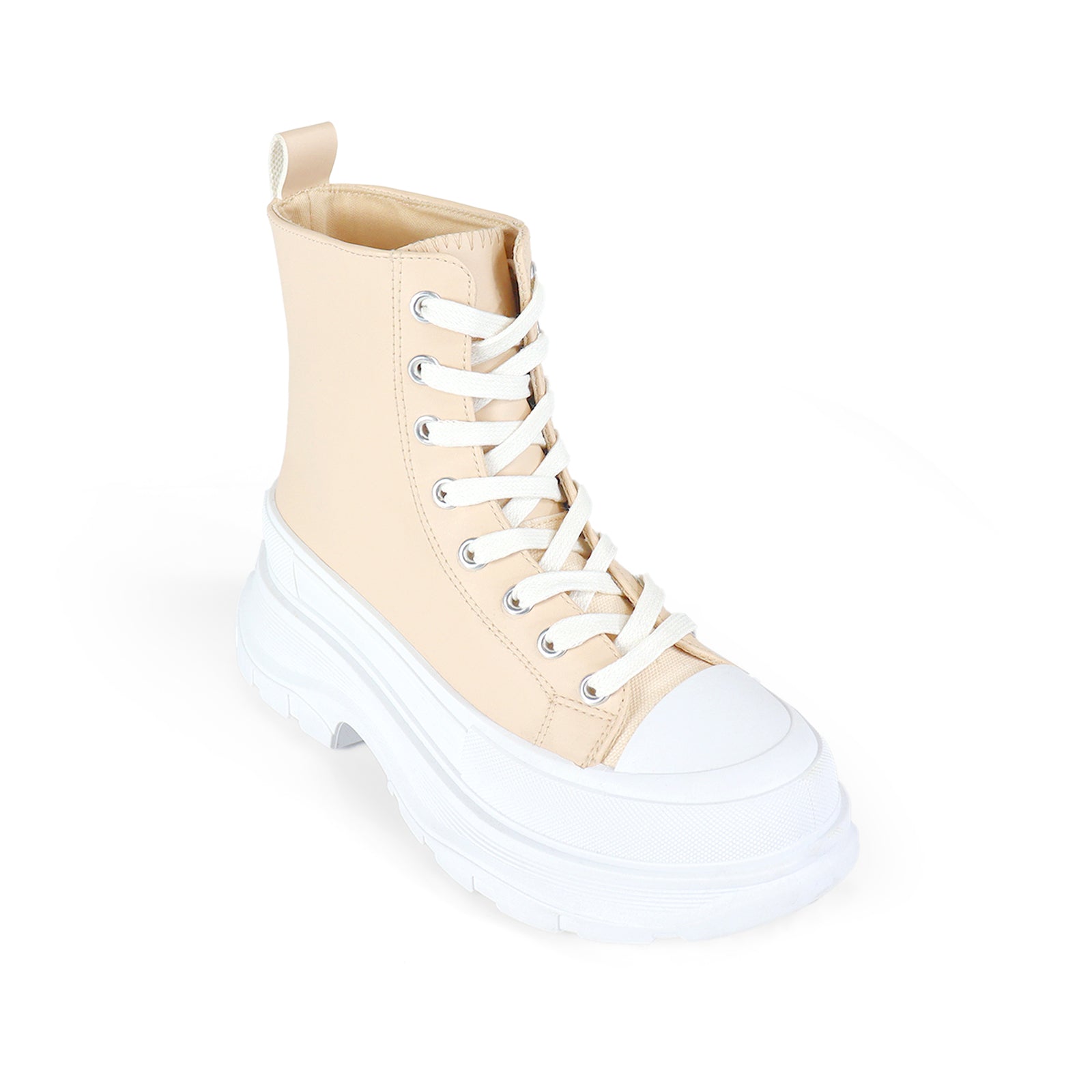VIKTOR-1 HIGH TOP LACE UP SNEAKERS W/ THICK LUG SOLE CREAM