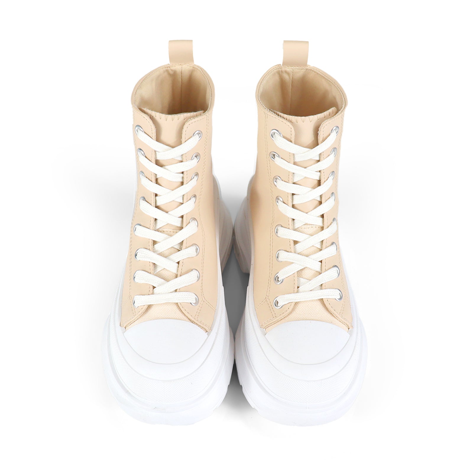 VIKTOR-1 HIGH TOP LACE UP SNEAKERS W/ THICK LUG SOLE CREAM
